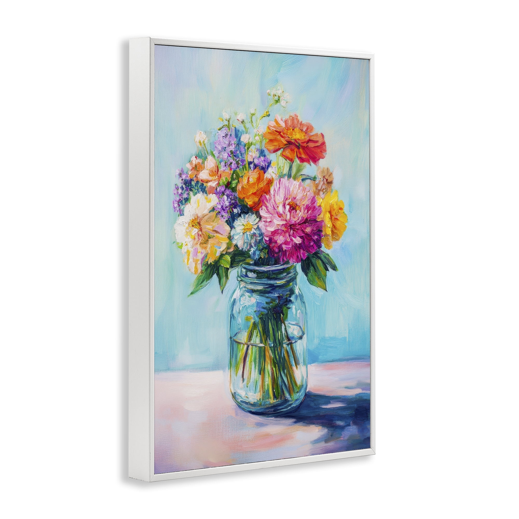 Stupell Industries Vibrant Country Jar Bouquet White Framed Giclee Art, design by Petal Prints Design