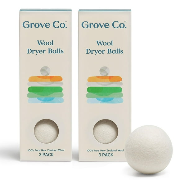 Grove Co. Boules de Séchage en Laine, Boules de Lavage Réutilisables pour Sécheuse, 100 % Laine de Nouvelle-Zélande, Réduit le Temps de Séchage, les Plis et l'Électricité Statique, Essentiels de Lessive Durables, Hypoallergéniques