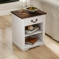 thumbnail image 6 of Kmax Farmhouse Nightstand with Drawer Set of 2, 19" End Table Dresser for Bedroom, Rustic White Bed Side Table End Tables with Adjustable Shelf for Bedroom Living Room, Brown Top, 6 of 8