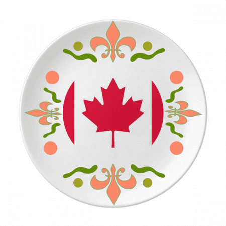 

Canada National Flag North America Country Flower Ceramics Plate Tableware Dinner Dish