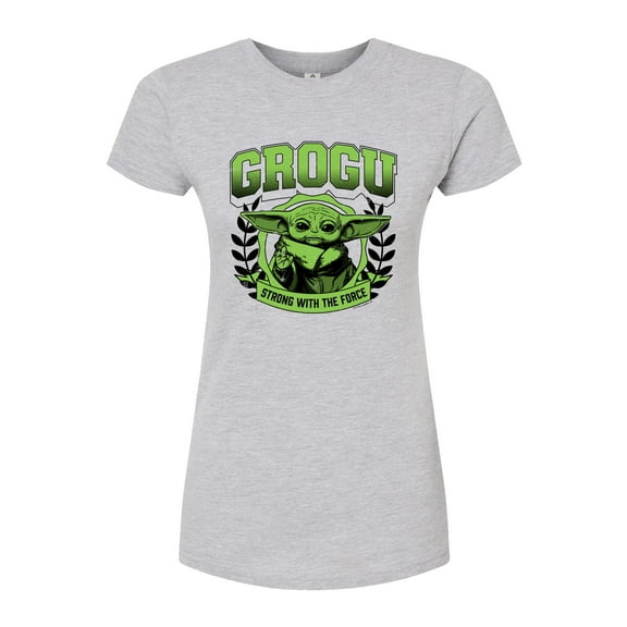 Star Wars - The Mandalorian Grogu Collegiate  - Juniors Fitted Short Sleeve Graphic T-Shirt