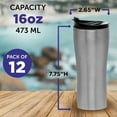 thumbnail image 5 of Stainless Steel Custom Travel Tumblers 16 oz. Set of 12, Bulk Pack - Perfect for Smoothies, Iced Coffee, Soda and Other Hot and Cold Beverages - Silver, 5 of 5