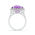 thumbnail image 2 of ANGARA Natural Claw-Set Cushion 4.7 ct Amethyst Halo Ring with Filigree in 14K White Gold for Women (Size-11mm) | February Birthstone, Anniversary, Jewelry Gift for Women | Natural Amethyst Ring, 2 of 8