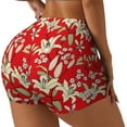 thumbnail image 2 of Sigee Lilies Flowers Print Women's High Waist Workout Shorts - Squat Proof, Tummy Control, Yoga and Gym Activewear-Large, 2 of 9