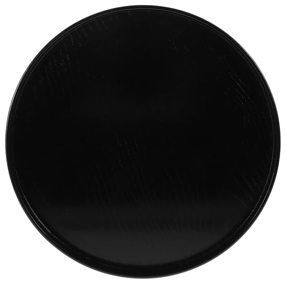 WEUVEB Round Wooden Serving Tray Black Easy to Clean for Tea and Storage