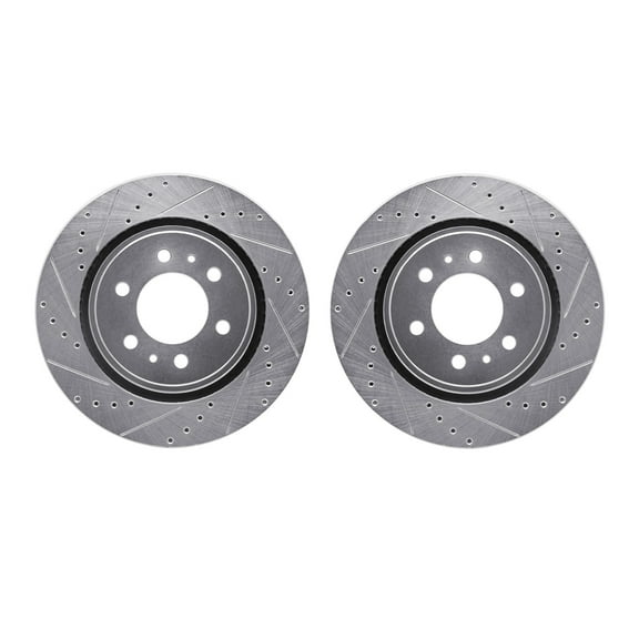 Dynamic Friction Company Front Brake Rotors-Drilled and Slotted-Silver 7002-54070