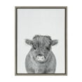 thumbnail image 3 of Kate and Laurel Sylvie Calf 4 Framed Canvas Wall Art by Simon Te of Tai Prints, 18x24 Gray, Modern Black and White Cow Portrait Art for Wall, 3 of 7