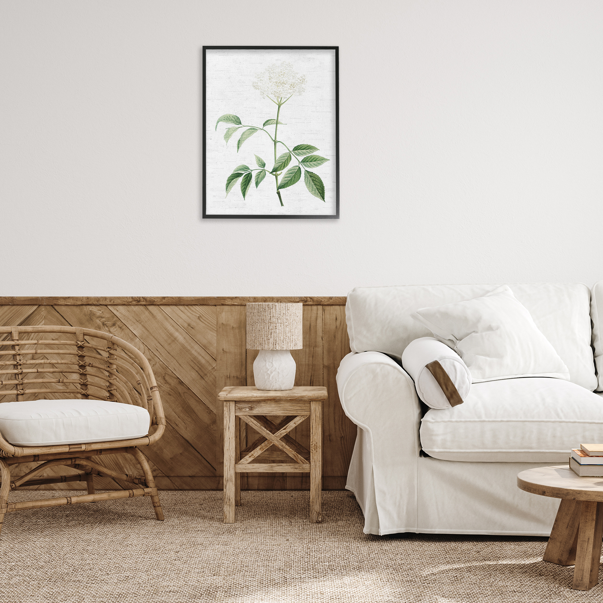 Stupell Industries Subtle Neutral Flower Botanical & Floral Painting Black Framed Art Print Wall Art, 24 x 30