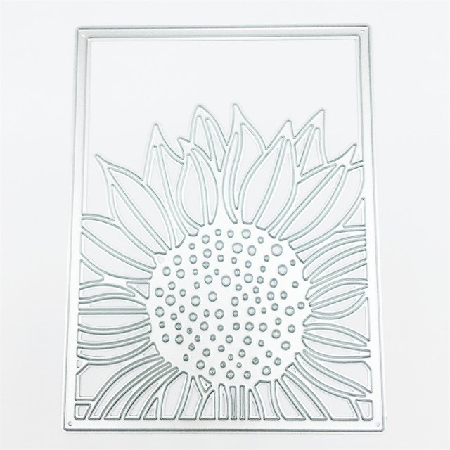 Troqueles de corte de metal con marco de girasol, moldes de plantilla, herramienta de grabado, troqueles para hacer tarjetas, álbumes, álbumes de recortes, decoración de bricolaje