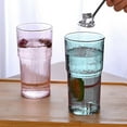 thumbnail image 6 of Iodue Tumbler with Straw Glass Cups With Drinking Tube And Lids 1Pcs 20oz Glass Cups Drinking Jar Clear Iced Coffee Cups Vintage Ripple Glassware For Water Coffee Tea Clear, 6 of 10