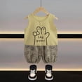 thumbnail image 2 of Ulanda Two Piece Outfits for Girls Daily Workout Sleeveless Tank Top High Elastic Casual Shorts Vacation Clothing Sets (Beige, 4-5 Years), 2 of 3