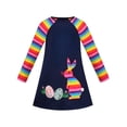 thumbnail image 1 of Vestido de Niña Pascua Floral Búsqueda de Huevos Aplique Color Arcoíris Rabbit Manga Larga 8 Años, 1 of 6