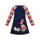 thumbnail image 1 of Vestido de Niña Pascua Floral Búsqueda de Huevos Aplique Color Arcoíris Conejo Manga Larga 6 Años, 1 of 6