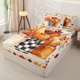 thumbnail image 2 of Manfei Harvest Fall Pumpkin Zipper Twin Comforter Sets with Fitted Sheet and 2 Pillowcases for Kids, Rustic Autumn Berry Pinecone Zipper Bedding Set, Black Reversible, 4pcs, 2 of 6