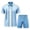 Light Blue, variant on Argentina 2026 Soccer Cup Fan Jersey Set for Men, Polo Collar Short Sleeve Shirt & Drawstring Shorts with Wavy Stripes & Geometric Print, Breathable Sports Tracksuit Athletic Wear, 1 PC Sky Blue S