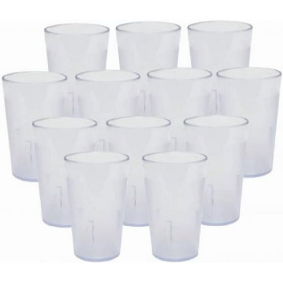 TrueCraftware- Set of 12 Pebbled Tumbler/Drinking Cups 9-1/2-Ounce Clear Color- Reusable Premium Water Iced Tea Glasses Stackable Dishwasher Safe Break-Resistant for Home and Restaurants