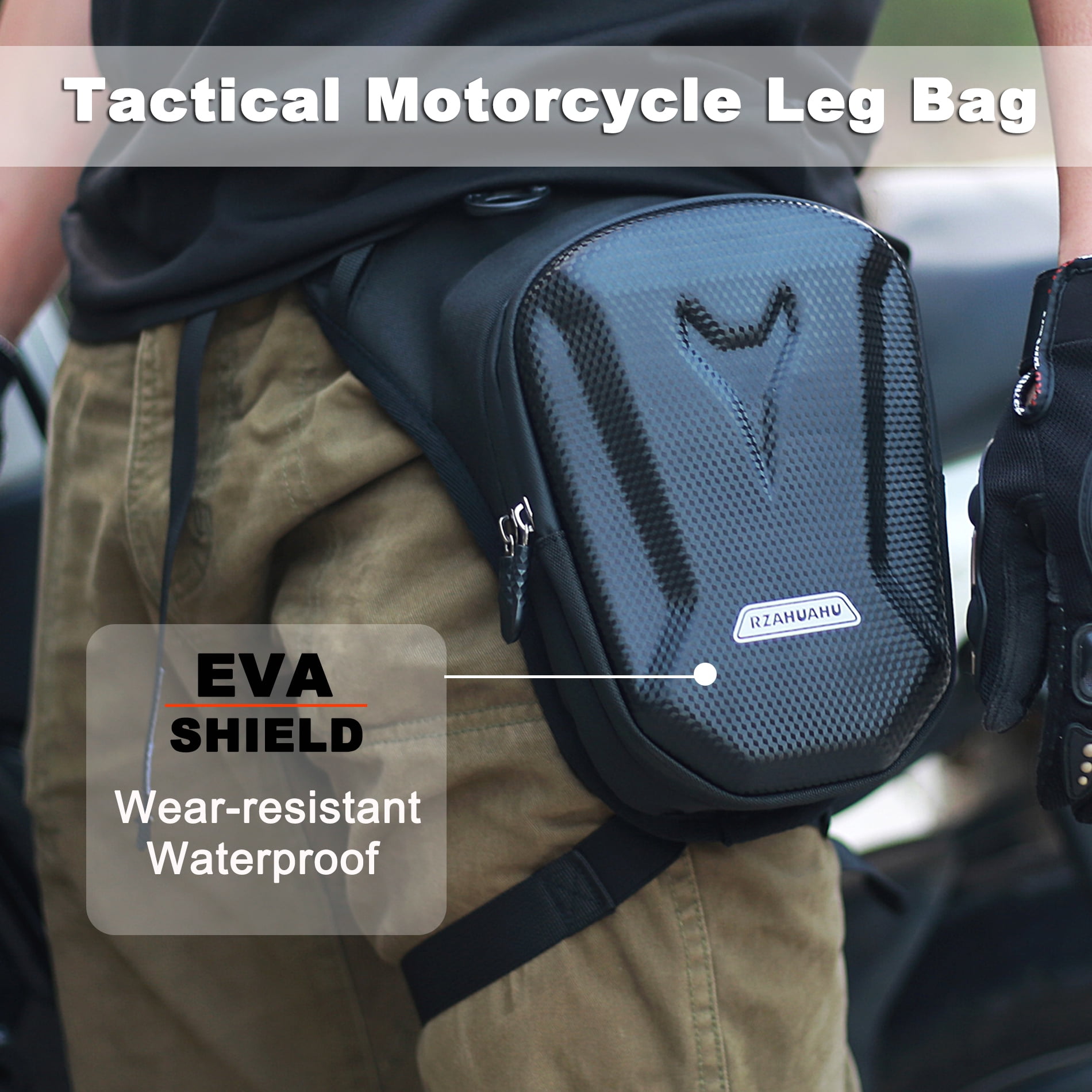 Motorcycle Waist Pack,Drop Leg Bag,Motorcycle Hiking Waist Pack for Men Women EVA Hard Shell Waterproof Waist Bag Fanny Pack for Men Women Bike Riding Hiking Cycling