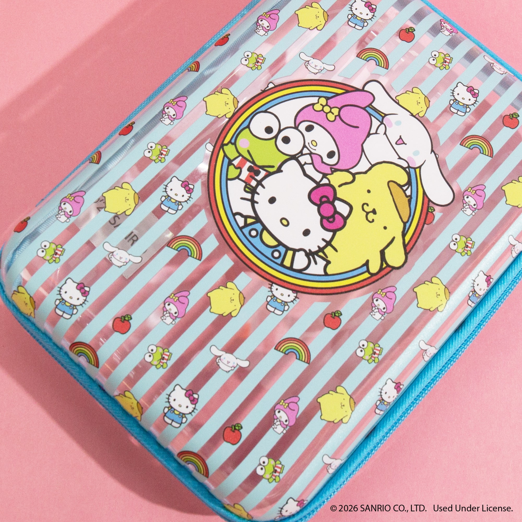Hello Kitty and Friends Clear Pencil Case with Blue Stripes
