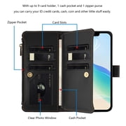 Case for MOTO G04S 4G Classic Leather Phone Case with Detachable Wrist Strap Zipper Pocket Card Holder Kickstand Support Wireless Charging Shockproof Cover