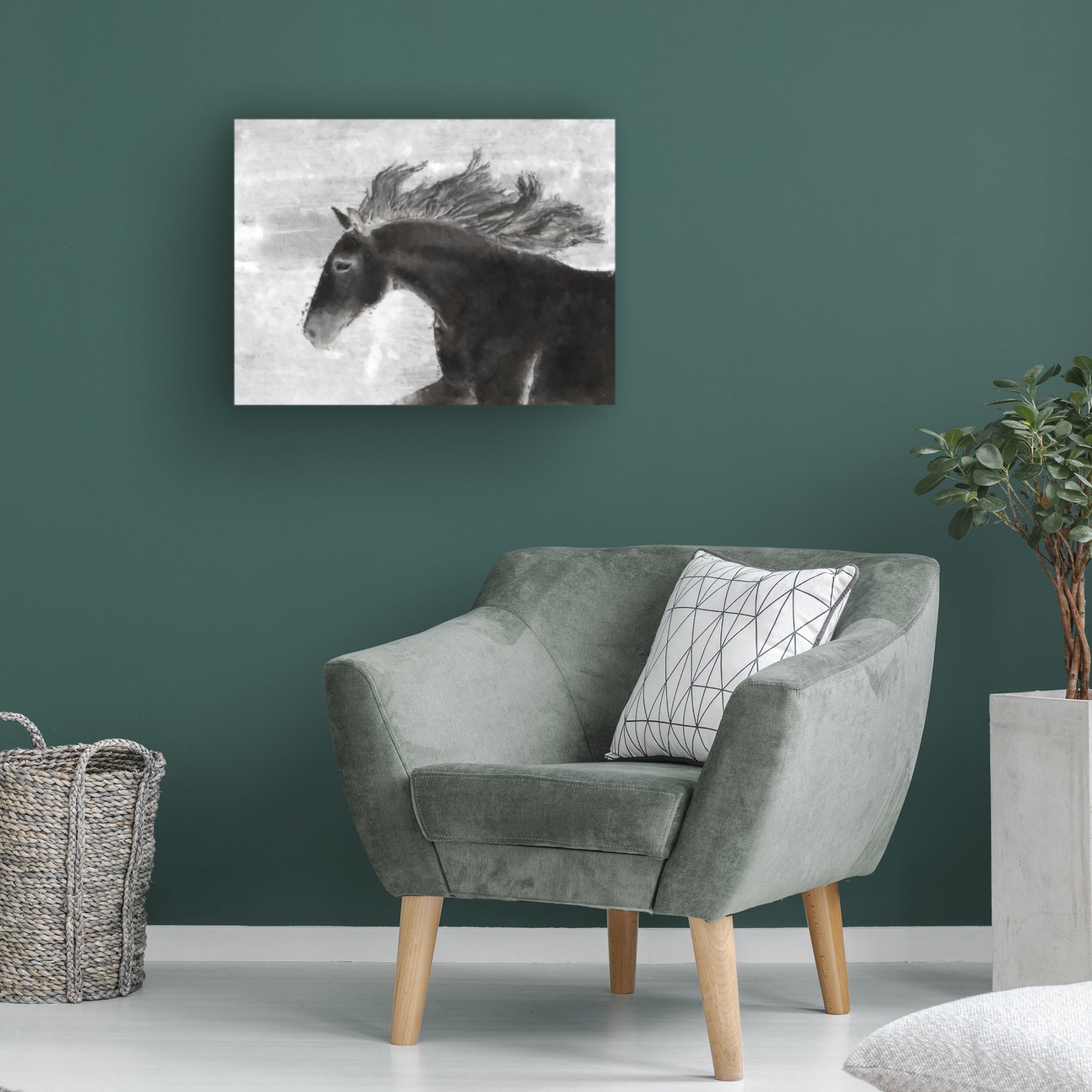 Canvas Wall Art - Sasha 'Black Horse' Wall Art for Living Room, Bedroom, or Office Décor by Trademark Fine Art - 24 x 18 Inches