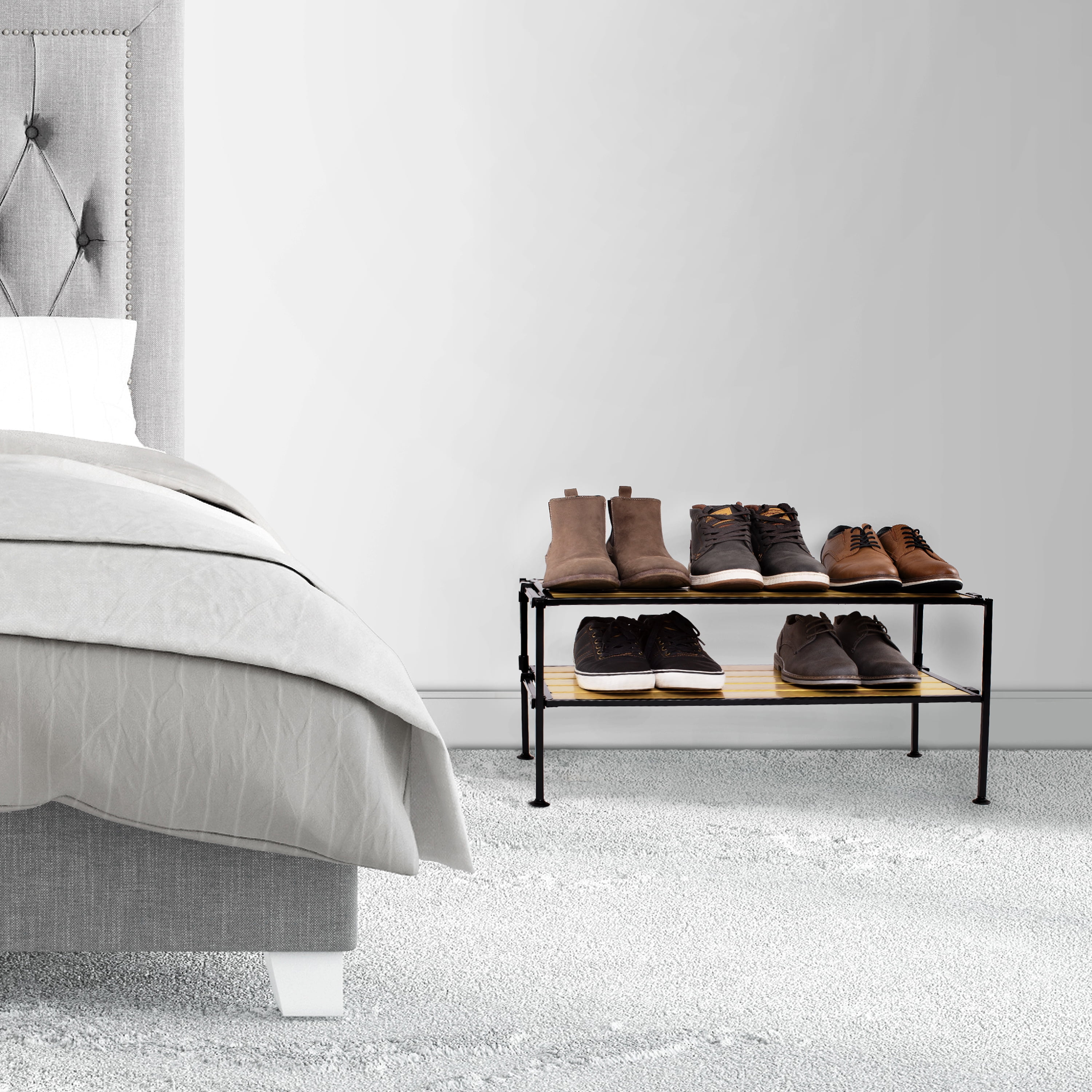 Choco closet◎ 1207 Seville Classics 2-Tier Stackable 6-Pair Woodgrain Resin