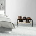 thumbnail image 2 of Seville Classics 2-Tier Stackable 6-Pair Woodgrain Resin Slat Shelf Sturdy Metal Frame Shoe Storage Rack Organizer, Perfect for Bedroom, Closet, Entryway, Dorm Room, Countryside Aspen, 2 of 5