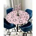 thumbnail image 5 of nqOlkjepod Pink Christmas Round Tablecloth, Fitted Table Cover with Elastic for 36"-44" Round Tables, Santa Candy Snowflake Xmas Table Cloth Outdoor Indoor Dinning Party Waterproof Tablecloths, 5 of 6