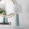 thumbnail image 2 of Safavieh Lighting Collection Cairo Soft Blue Ceramic 26-inch Bedroom Living Room Home Office Desk Nightstand Table Lamp (LED Bulb Included), 2 of 2