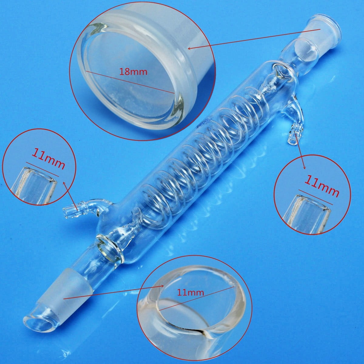 230mm Condenser 24/29 Joints Lab Coil Glass Reflux Condenser Glassware