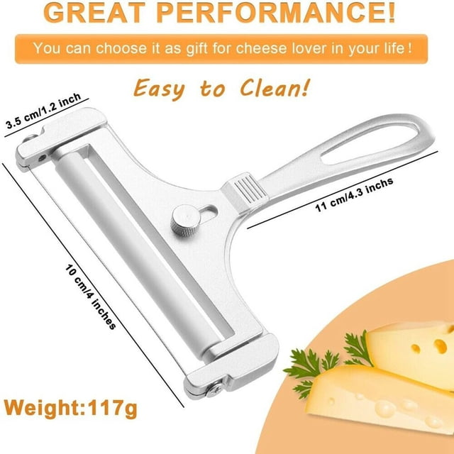 Cheese Slicer, Stainless Steel Wire Cheese Slicer, Hand Held Cheese Cutter, Cheese Chipper, Great for Cheddar, Gruyere, Raclette, Mozzarella Cheese Block, Adjustable Thickness