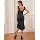 thumbnail image 5 of Txlixc Falda de mujer bodycon de longitud media con encaje de cuello V sólido Txlixc moda, 5 of 7