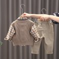 thumbnail image 5 of Futezty Toddler Boys Girls Clothes Fall Winter Outfit Sets, Kids Outfits Sets Long Sleeve Crew Neck Checkered Plaid Elastic Waist 1T 2T 3T 4T 5T 6T 2 PC Everyday, 5 of 7