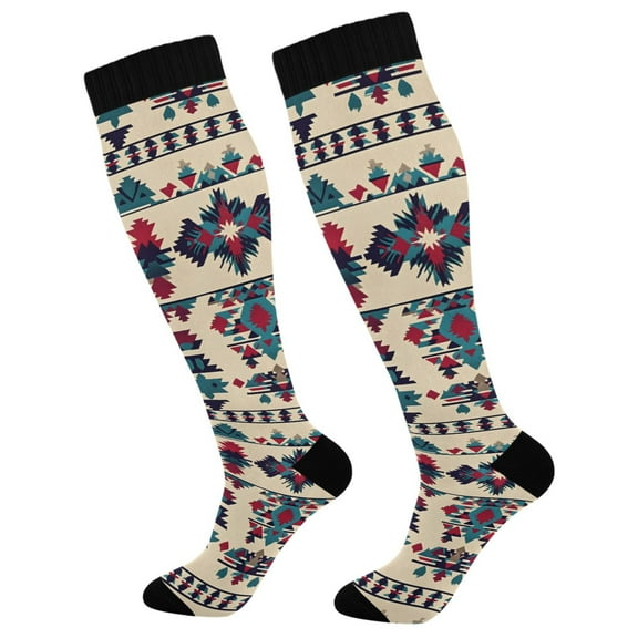 joogoo Aztec Geometric Long Socks Women Men Knee High Sock