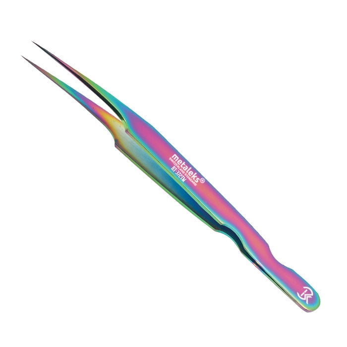 6PCS Complete Multi Titanium Coated Volume Tweezers Eyelash Extension Set With Red Metallic Magnetic Pouch