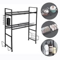 thumbnail image 4 of FANNYC 2 Tiers Tableware Drying Rack, Multifunctional Kitchen Drain Rack, Stainless Steel Dish Drying Rack, Tidy Storage Shelf Over Sink, With Hooks, Multiple Racks, Single Slot/Double Slot., 4 of 6