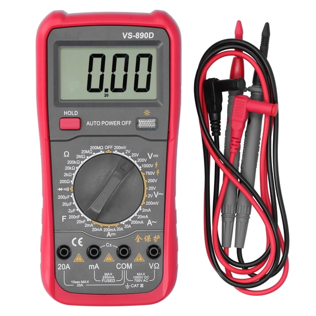 Multímetro digital VS-890D Probador de resistencia de corriente de voltaje CA CC con apagado automático