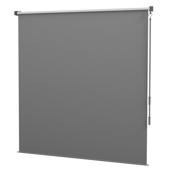 Outdoor Roller Shade, 72"W x 74.8"H Light Grey Patio Blinds with Hand Crank, Weather-Resistant HDPE Fabric and Aluminum Frame for Porch, Gazebo, Deck, and Pergola Privacy Protection