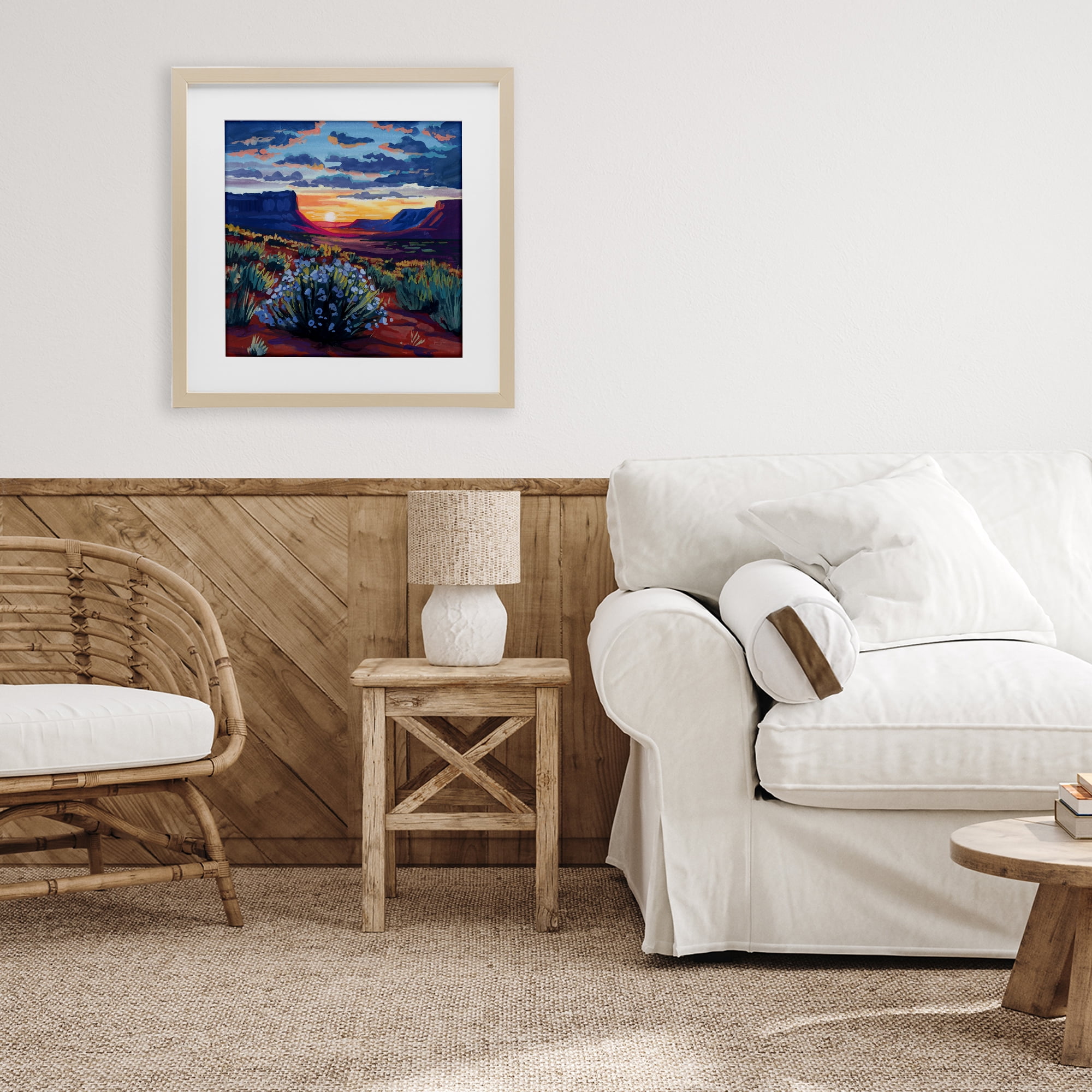 Stupell Industries Desert Sunset on Blooming Bush Birch Framed Print Under Glass, design by Kate Jarvik Birch