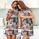thumbnail image 4 of Fotbe Patchwork In Country Style Bata de Dormir para Mujer con Estampado, Camisón de Algodón de Manga Corta, Ropa de Dormir Casual, 4 of 6