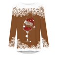 thumbnail image 4 of Luxalzxs Tunic Tops for Women Loose Fit Dressy Christmas Wine Glass Print Long Sleeve Round Neck Loose Fit Casual Fall Outfits, 4 of 4