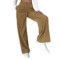 thumbnail image 2 of Arvbitana Women Corduroy Wide Leg Pants High Waist Button Zipper Closure Solid Color Straight Trousers with Pockets for Casual Daily, 2 of 6
