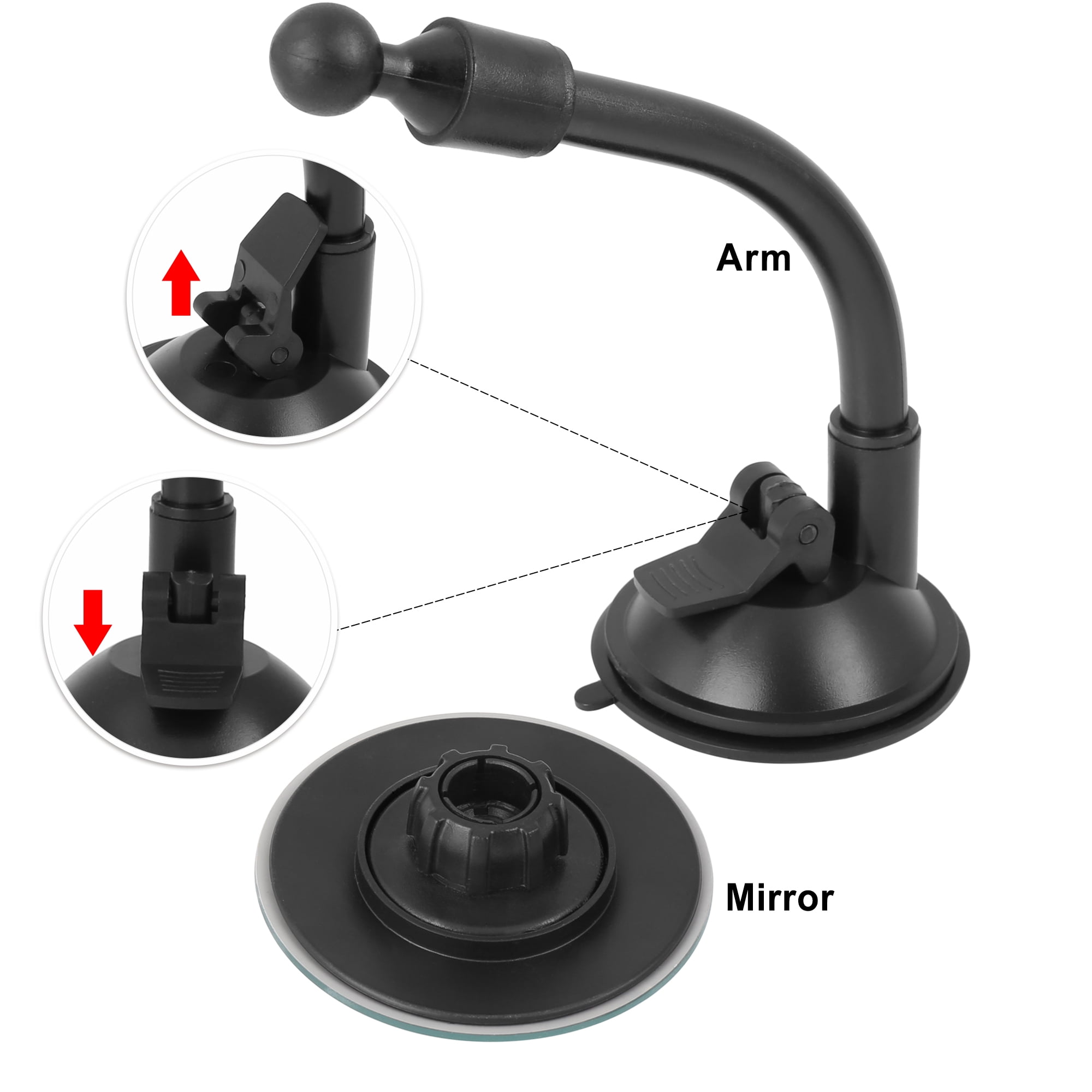 Unique Bargains Blind Spot Adjustable Car Mirror Rotate Suction Cup Rearview Mirror Black