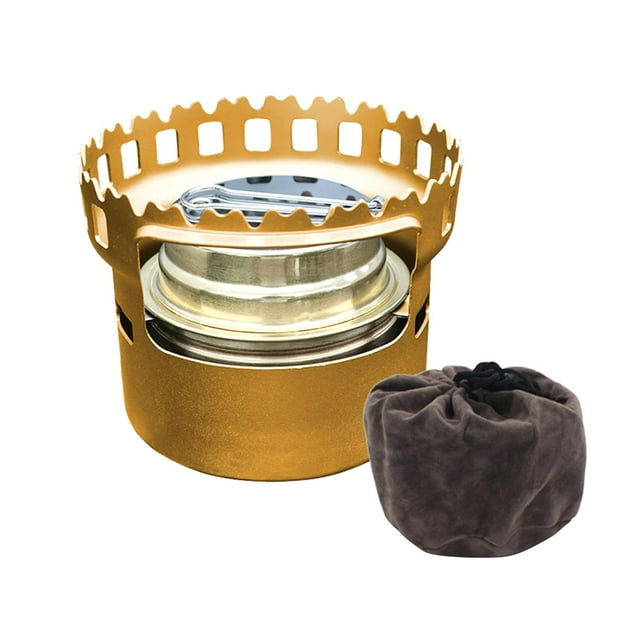 Estufa de alcohol compacta y ligera mini con bolsa de almacenamiento Sharpla Spirit oro