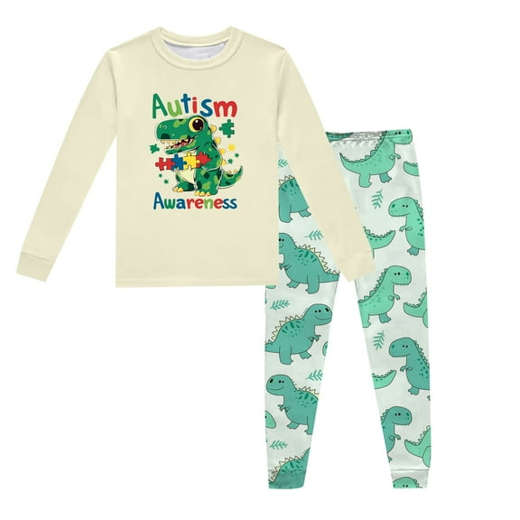 Kids Boys Pajamas Set Dinosaur Pajamas Loungewear and Long Pants 2 Piece Set Classic Pajamas Set Kid Sleepwear Size 4T Kids Clothes