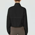 thumbnail image 3 of Quarter Zip Women Cropped Sweatshirt Long Sleeve Crop Top Stand Collar Drawstring Casual Solid Pullover Workout Athletic Running Shirts, 3 of 3
