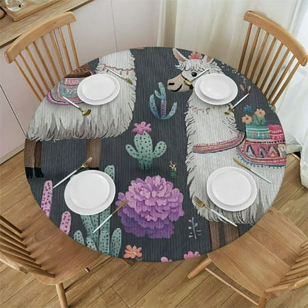 

Xllo0ord Boho Llama with Cactus Round Tablecloth Waterproof Anti-Shrink Soft Polyester Table Cloth Washable Table Cover for Banquet Home Indoor or Outdoor 31 -35