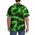 thumbnail image 5 of KLL Green Lightning Print Men's Shirt Short Sleeve Button Down Summer Cuba Beach Shirts- Small, 5 of 7