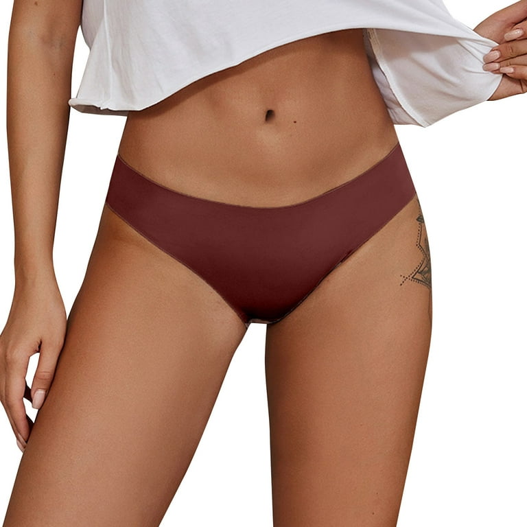 TOWED22 Womens Seamless Bikini Cheeky Underwear No Show Hipster Breathable  Stretch Invisibles Panties(Brown,L) 