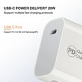 thumbnail image 3 of 20W Wall Charger for Samsung Galaxy S24 Ultra (USB-C Power Delivery Fast Charging High Powered Port) - White, 3 of 7