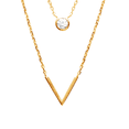 thumbnail image 2 of Mystigrey Victoria 18K Gold Plated Dual Necklace for Women with Two Strands V and Solitary Cubic Zirconia, 2 of 7